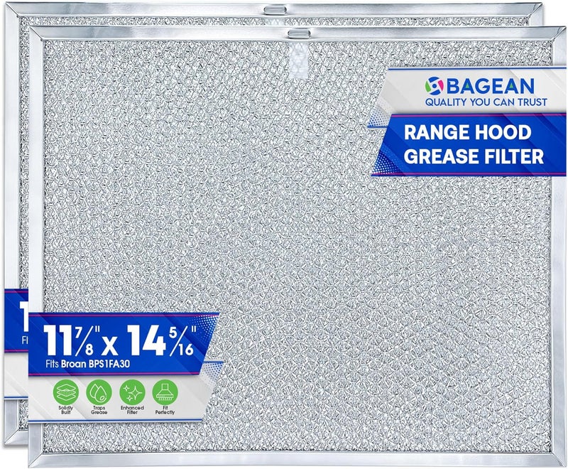Bagean Stove Hood Vent Filter 11.8" x 14.3" BPS1FA30 - Compatible with NuTone Allure & Broan Range Hood Filter Replacement 99010299 - Fits QS1 QS2 30" Hoods - Blocks Grease & Filters Oven Air (2-Pk) - Image 1